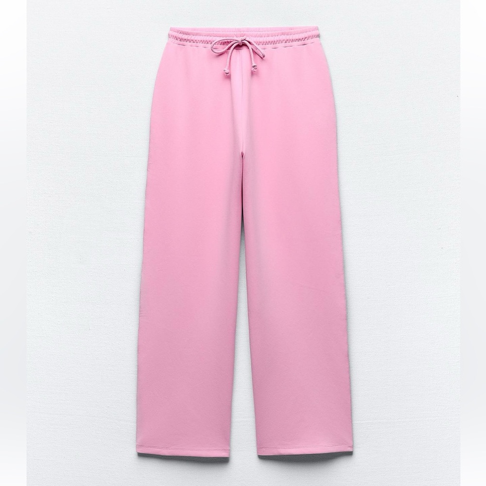 Zara interlock pink lounge jogger sweatpants with a drawstring waist.